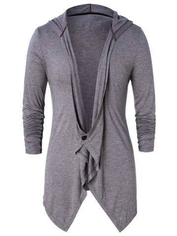 Asymmetric One Button Long Sleeve Hoodie