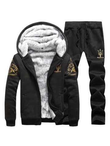 Autumn And Winter New Plus Velvet Men Sports Suit Casual Long-sleeved Baseball Uniforms