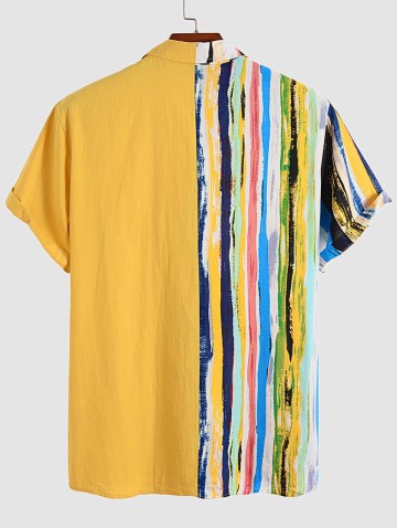 Button Up Front Pocket Tie Dye Stripes Shirt