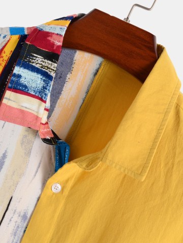 Button Up Front Pocket Tie Dye Stripes Shirt