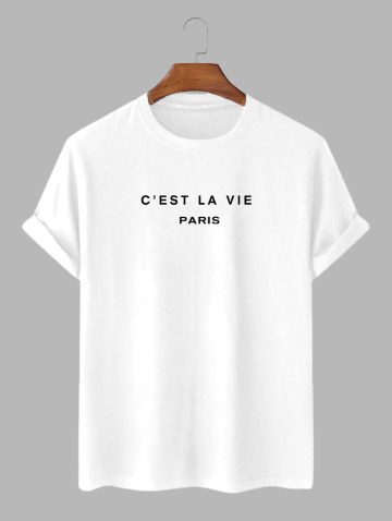 C'est La Vie Paris Short Sleeves Cotton Tee With Ribbed Shorts Two Piece Set