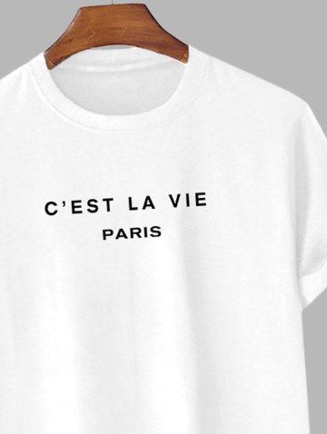 C'est La Vie Paris Short Sleeves Cotton Tee With Ribbed Shorts Two Piece Set