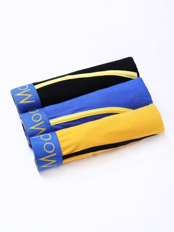 Cherlamode 3pcs (three Color) Color Block Edging U Pouch Design Men's Boxer Briefs