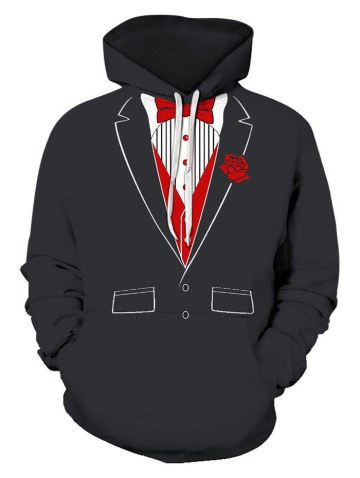 Christmas Faux Rose Suit 3d Print Drawstring Hoodie