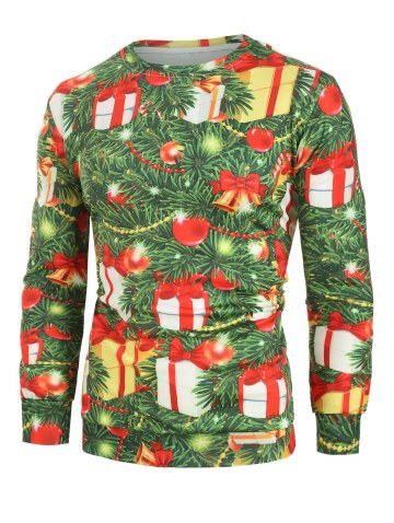 Christmas Tree Ball Gift Print Casual Sweatshirt