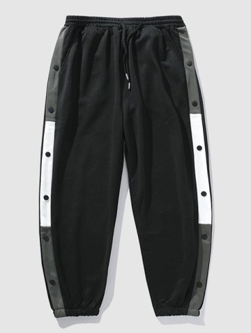 Color Block Mock Button Sports Pants