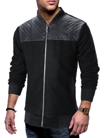 Color Block Zip Up Baseball Jacket