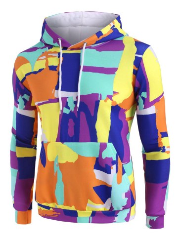 Colorful Geometric Print Casual Hoodie