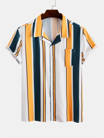 Contrast Stripe Print Shirt And Shorts Set