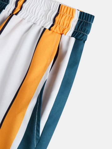 Contrast Stripe Print Shirt And Shorts Set