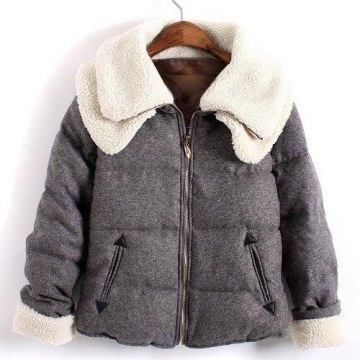 Cute Thicken Double-deck Woolen Turn-down Collar Long Sleeve Coat For Women