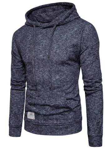 Drawstring Drop Shoulder Knitted Pullover Hoodie