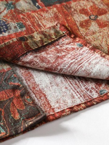 Ethnic Style Shirt And Ripped Patch Jeans Set