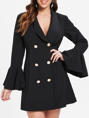 Flare Sleeve Double Breasted Dress