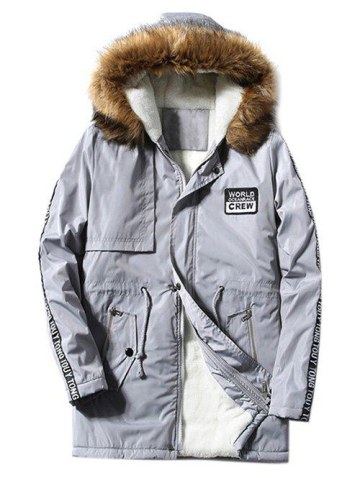 Furry Hood Longline Drawstring Fleece Coat