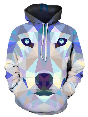 Geometric Animal Print Pocket Hoodie
