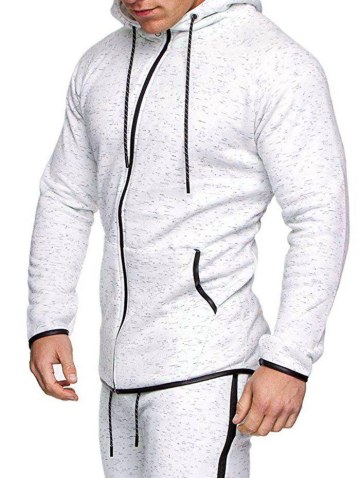 High Low Contrast Trim Raglan Sleeve Sport Zipper Hoodie