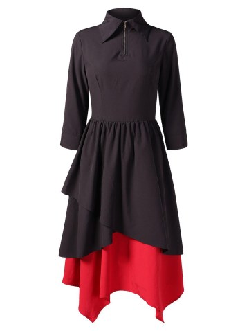 Hit Color Long Layered Dress