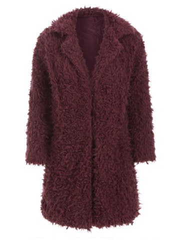 Hook-and-eye Faux Shearling Coat