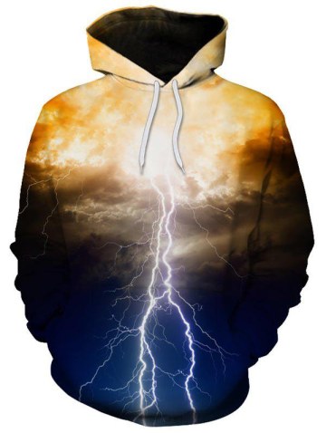 Kangaroo Pocket Lightning 3d Printed Pullover Hoodie