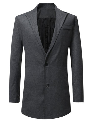 Lapel Button Up Faux Pocket Wool Blend Coat