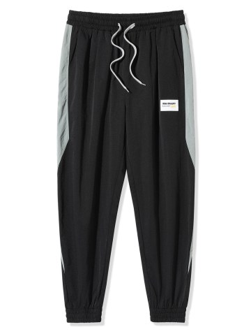 Letter Applique Contrast Casual Pants