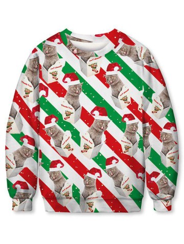 Letter Cat Pattern Casual Sweatshirt