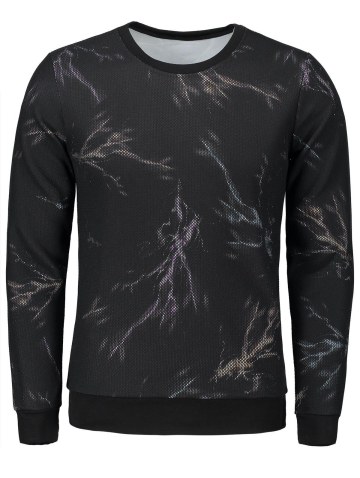 Lightning Printed Mesh Overlay Sweatshirt