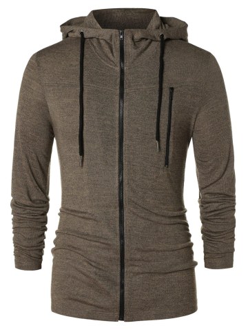 Long Sleeve Zipper Drawstring Hoodie