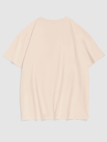 Mushroom Butterfly Pattern Graphic Crew Neck T-shirt