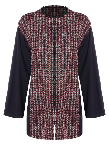 Open Front Woven Panel Coat