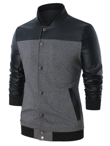 Panel Snap Button Front Pocket Jacket