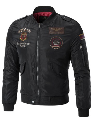 Patches Sleeve Pocket Embroidered Bomber Jacket