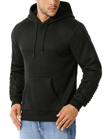 Pintuck Detail Kangaroo Pocket Fleece Hoodie
