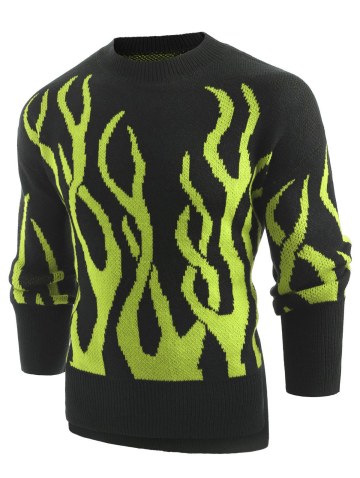 Plant Print Long Sleeve Pullover Sweater