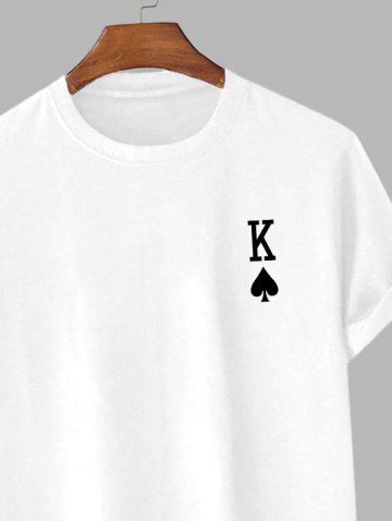 Playing Card Pattern T-shirt And Letter Cargo Shorts Set