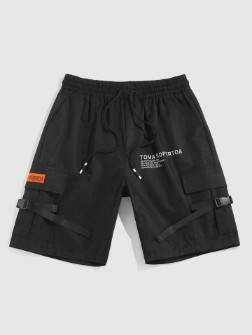 Playing Card Pattern T-shirt And Letter Cargo Shorts Set