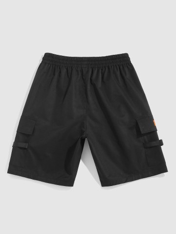 Playing Card Pattern T-shirt And Letter Cargo Shorts Set