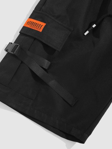 Playing Card Pattern T-shirt And Letter Cargo Shorts Set