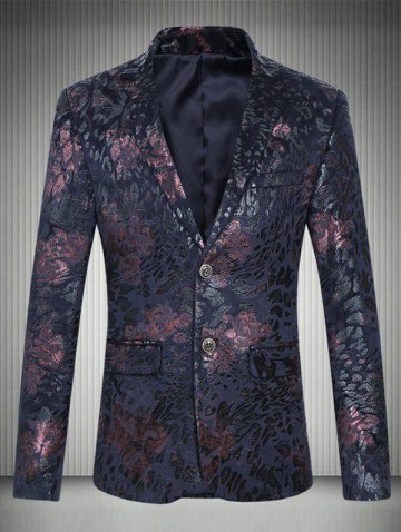 Plus Size Floral Printed Lapel Single Breasted Design Blazer