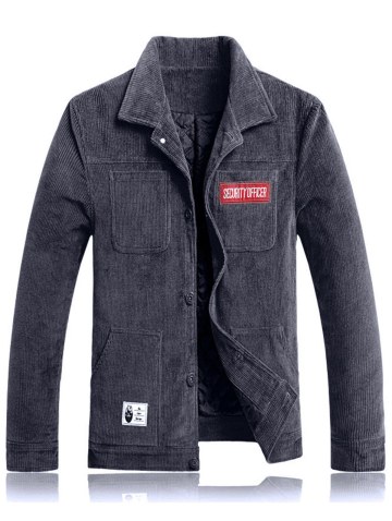 Pockets Appliques Padded Corduroy Jacket