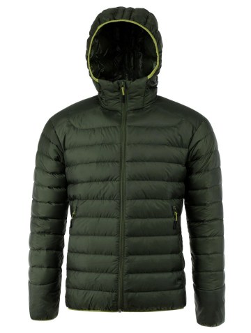 Pockets Design Zip Up Hooded Down Jacket