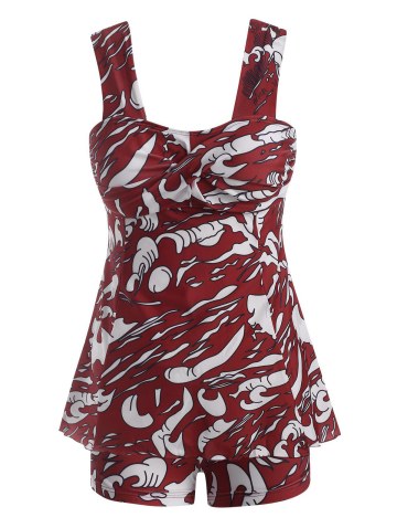 Printed Twisted Empire Waist Tankini Swimwear