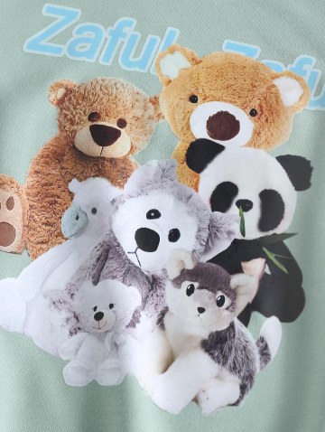 Slogan Teddy Bear Print Drop Shoulder Sweatshirt