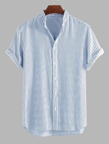 Striped High Low Shirt With Ripped Faded Demin Jeans Two Piece Set