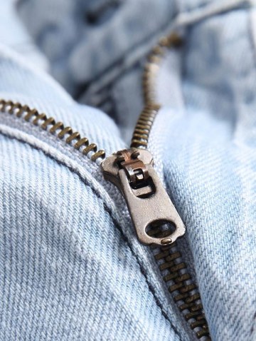 Striped High Low Shirt With Ripped Faded Demin Jeans Two Piece Set