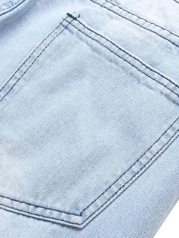 Striped High Low Shirt With Ripped Faded Demin Jeans Two Piece Set