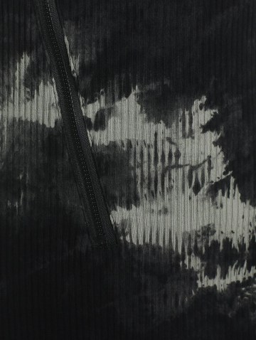 Tie Dye Ribbed Zipper Asymmetric Dress