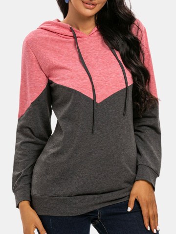 Two Tone Drawstring Pullover Hoodie