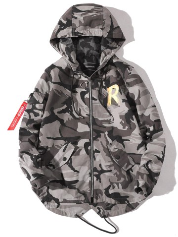 Utility Pockets Graphic Camo Jacket